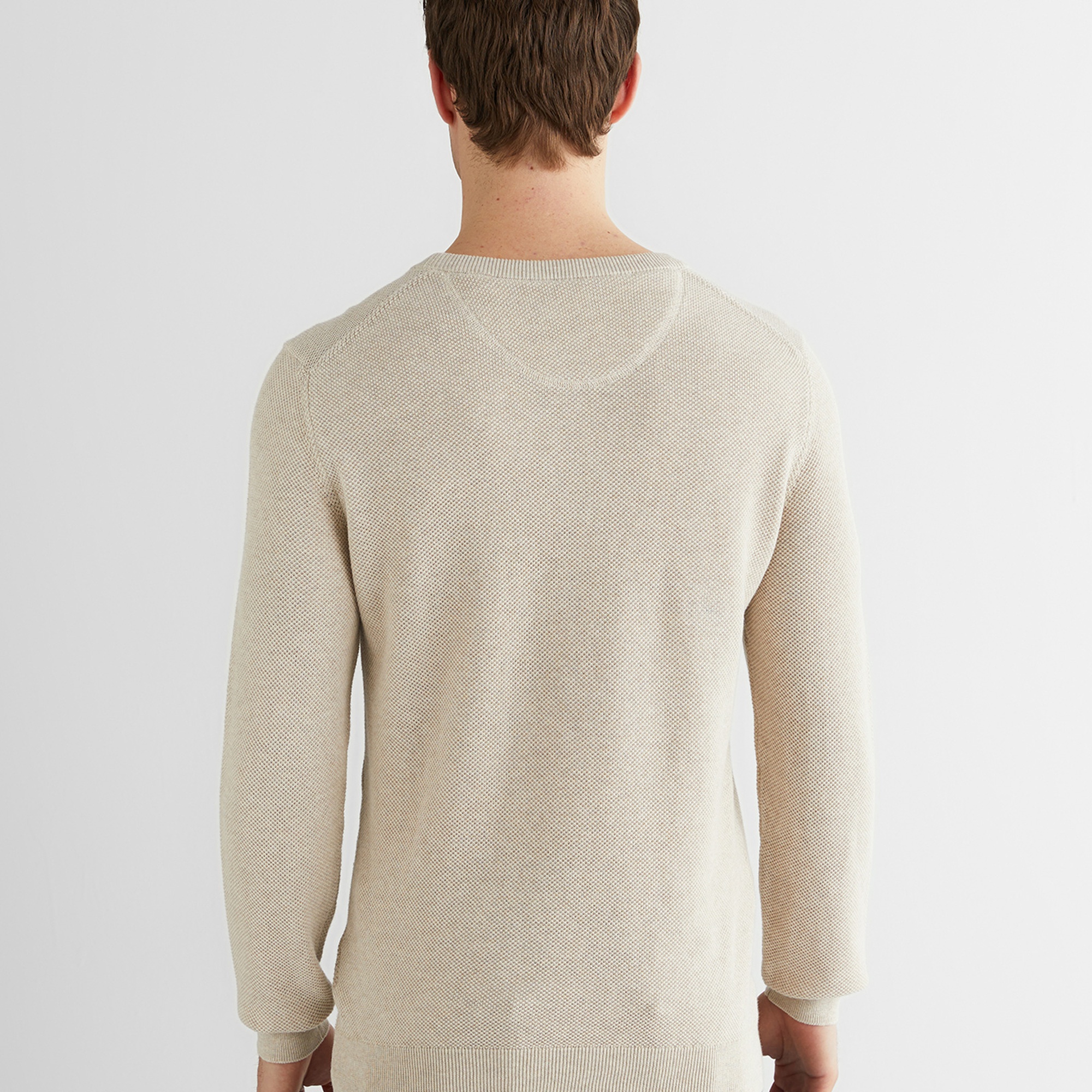 GANT Erkek Bej Regular Fit Bisiklet Yaka Triko