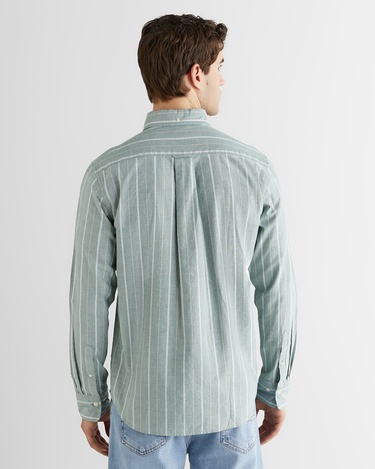  GANT Erkek Yeşil Regular Fit Düğmeli Yaka Çizgili Oxford Gömlek