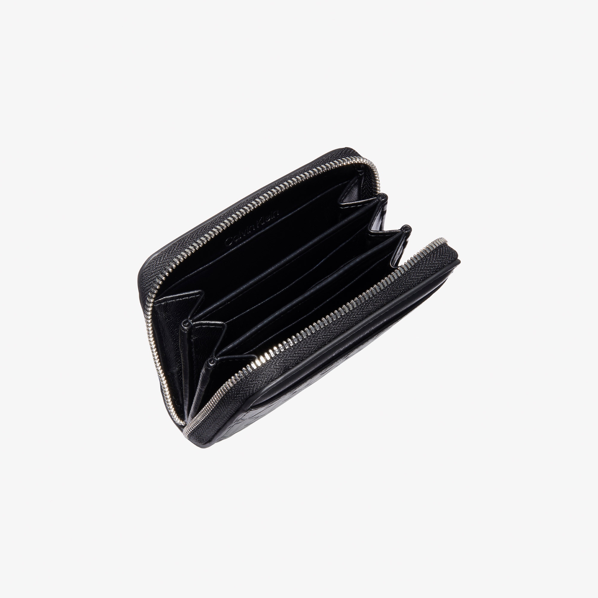 Calvin Klein Emblem Embossed Zip Around Kadın Siyah Cüzdan