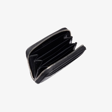  Calvin Klein Emblem Embossed Zip Around Kadın Siyah Cüzdan