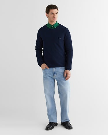 GANT Erkek Lacivert Regular Fit Bisiklet Yaka Kazak