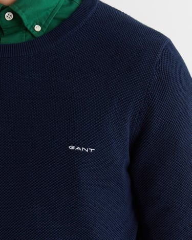  GANT Erkek Lacivert Regular Fit Bisiklet Yaka Kazak