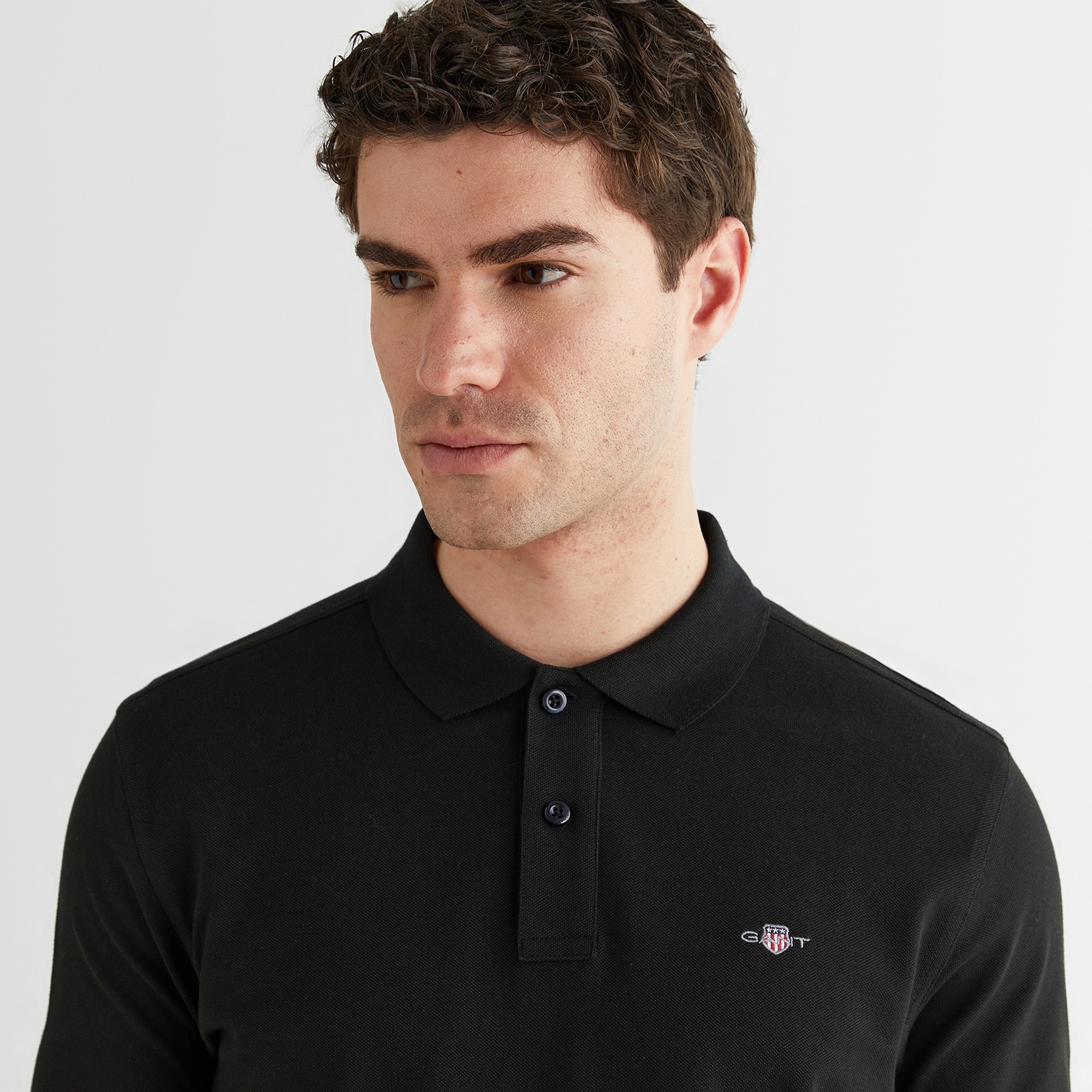 GANT Erkek Siyah Regular Fit Düğmeli Polo Yaka T-Shirt