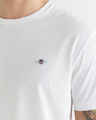  GANT Erkek Beyaz Bisiklet Yaka Regular Fit T-Shirt