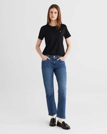  GANT Kadın Siyah Bisiklet Yaka Regular Fit T-Shirt