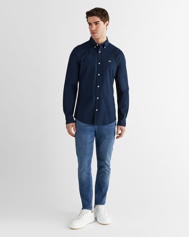  GANT Erkek Lacivert Slim Fit Çizgili Gömlek