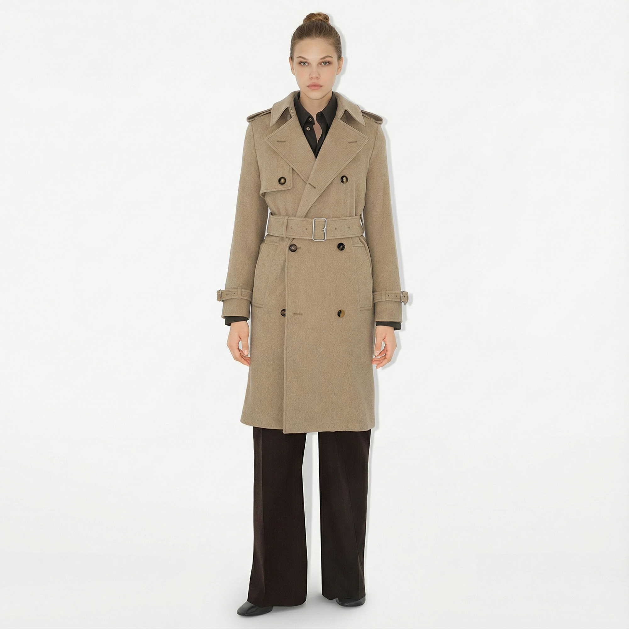 Burberry Kaşmir Trench Kadın Bej Mont.8095563.-