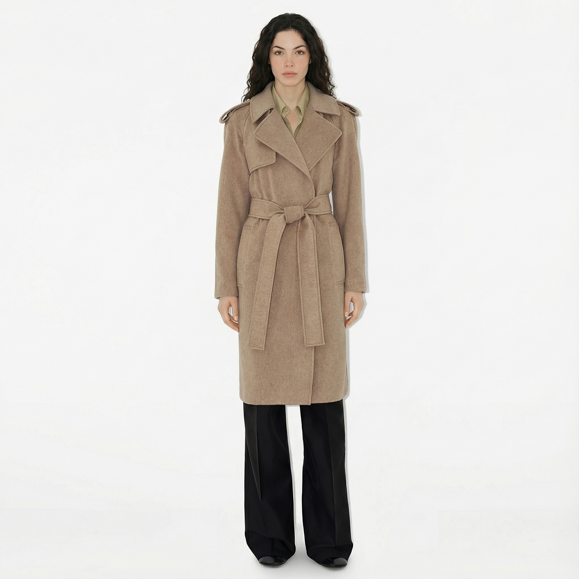 Burberry Kaşmir Wrap Kadın Bej Mont.8093844.-