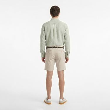  Nautica Erkek Yeşil Regular Fit Keten Gömlek