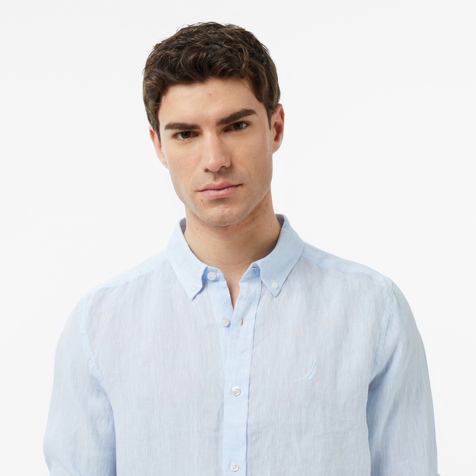 Nautica Erkek Mavi Regular Fit Keten Gömlek