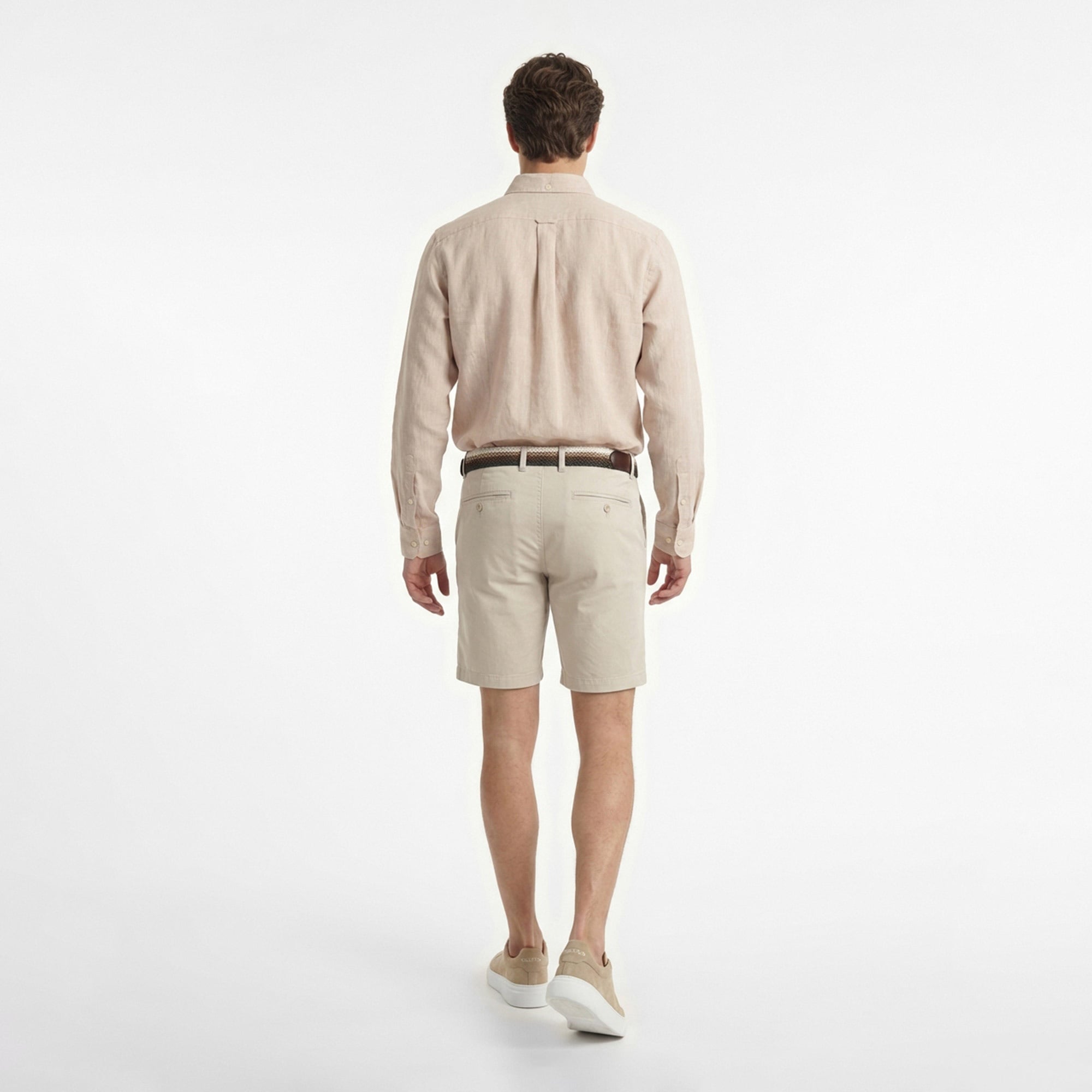 Nautica Erkek Bej Regular Fit Keten Gömlek