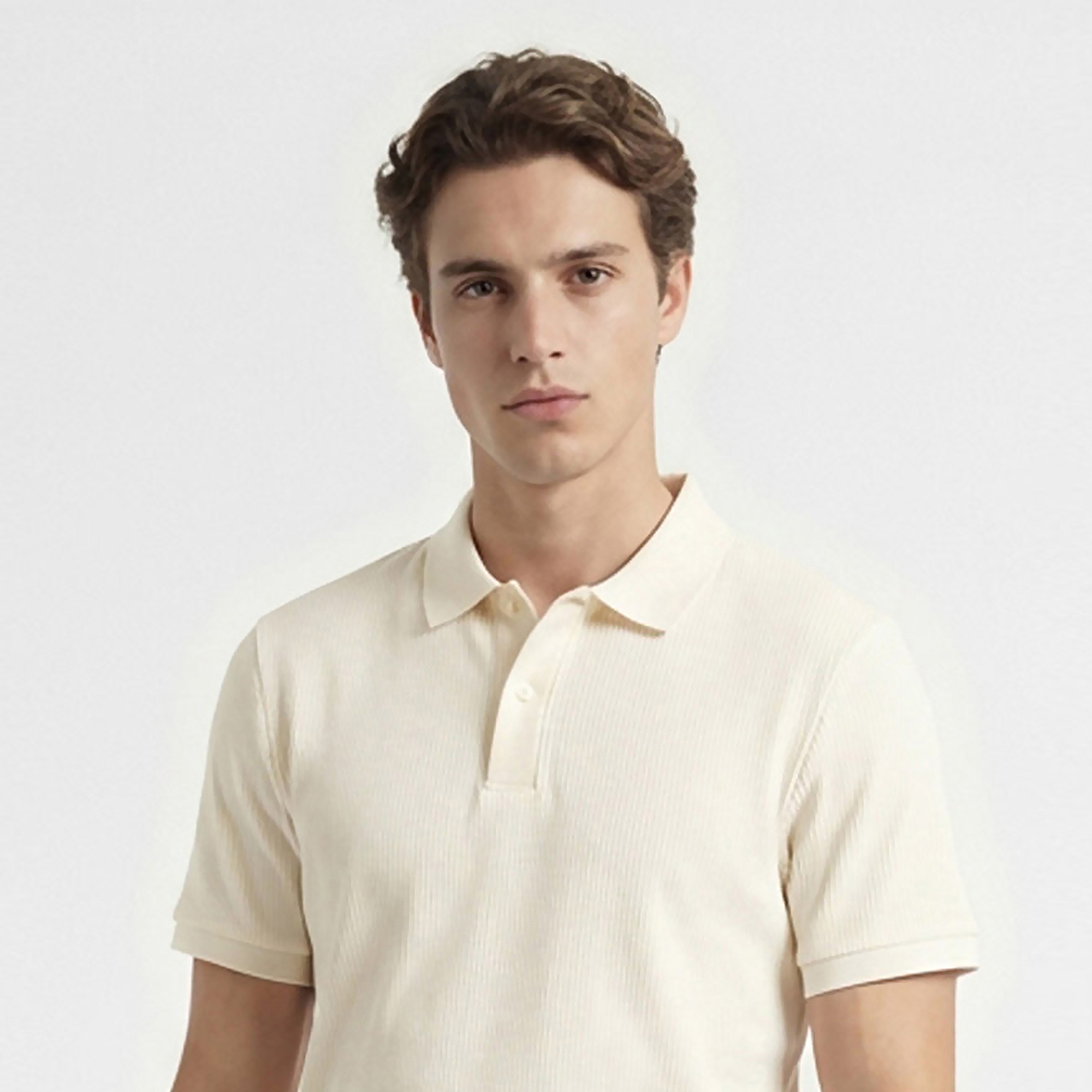 Nautica Erkek Krem Slim Fit Polo Yaka T-Shirt