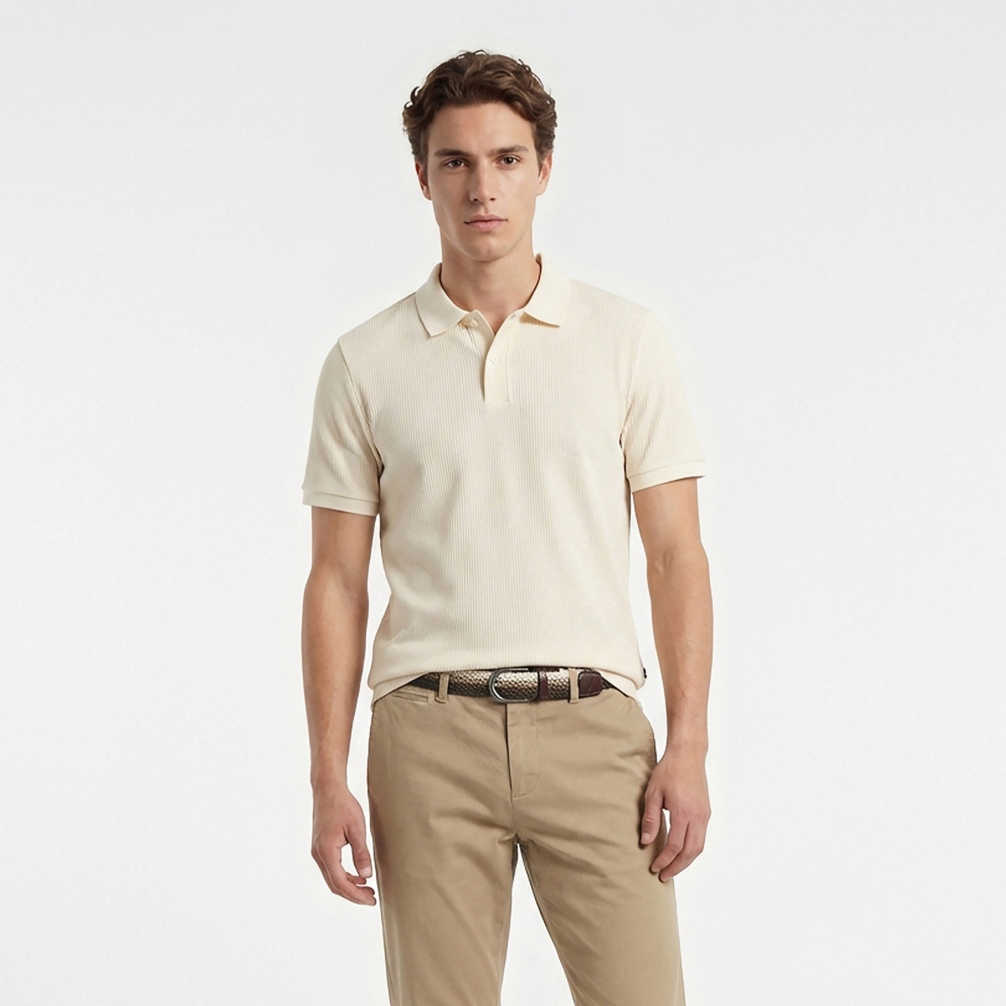 Nautica Erkek Krem Slim Fit Polo Yaka T-Shirt