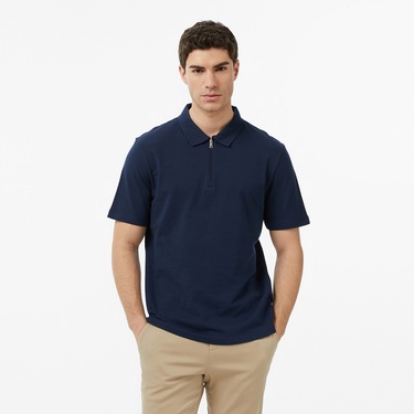  Nautica Erkek Lacivert Regular Fit Çizgili Polo Yaka T-Shirt