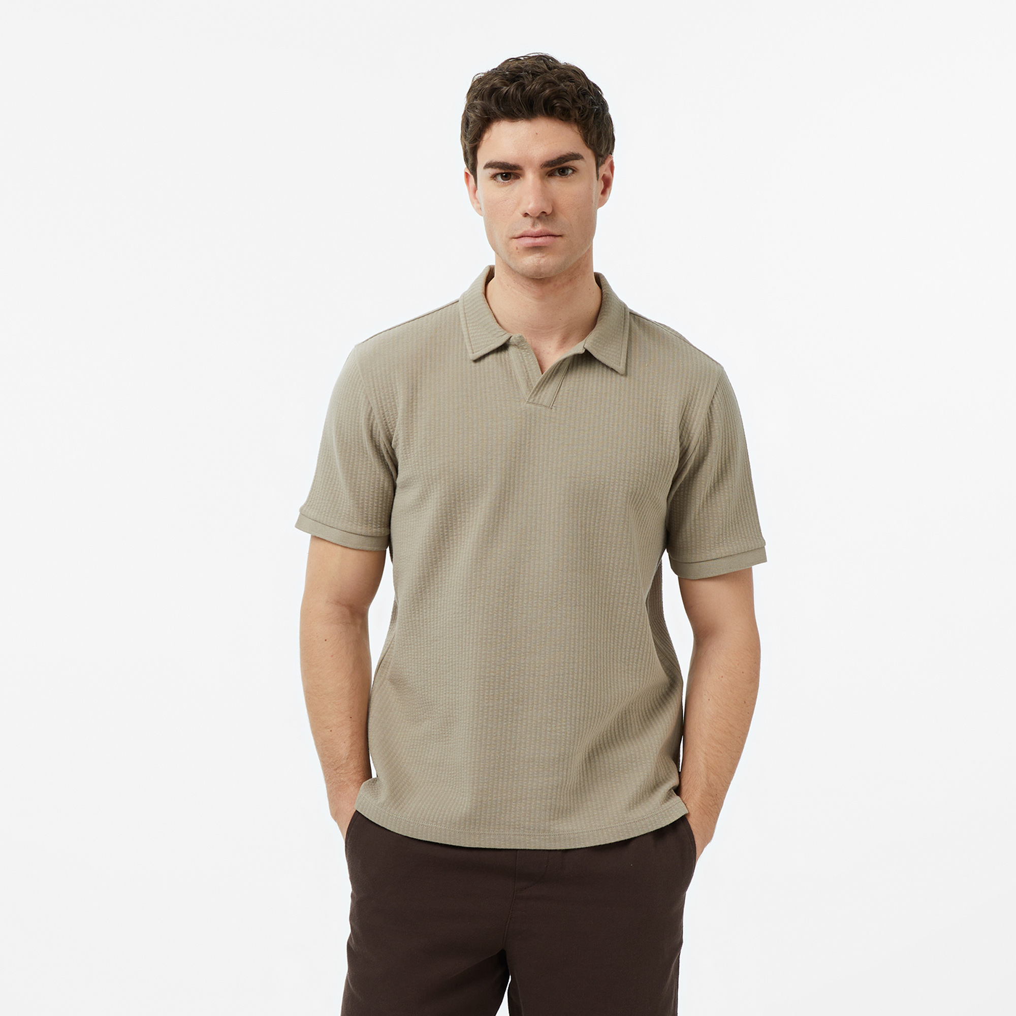  Nautica Erkek Bej Regular Fit Polo Yaka T-Shirt