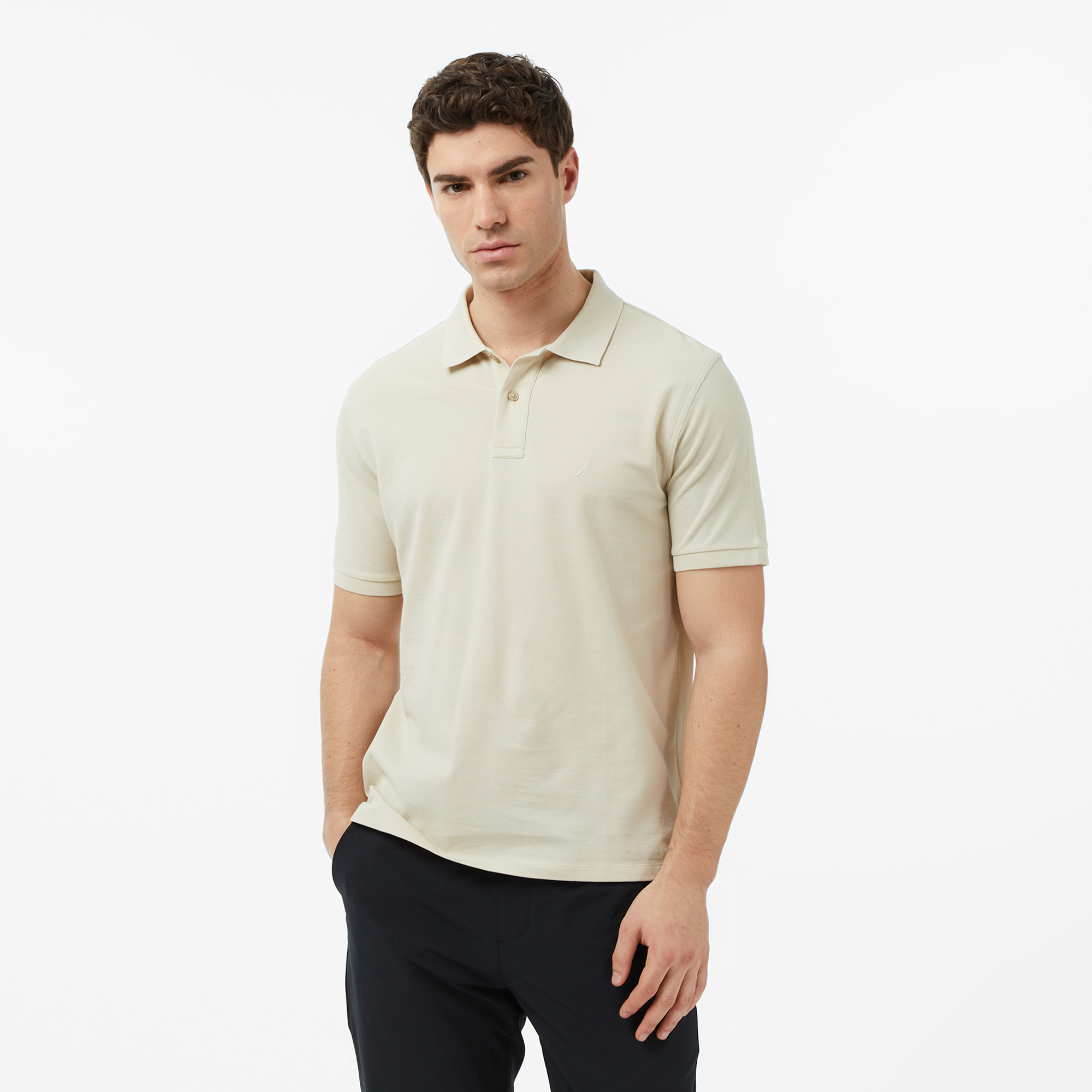  Nautica Erkek Bej Regular Fit Polo Yaka T-Shirt