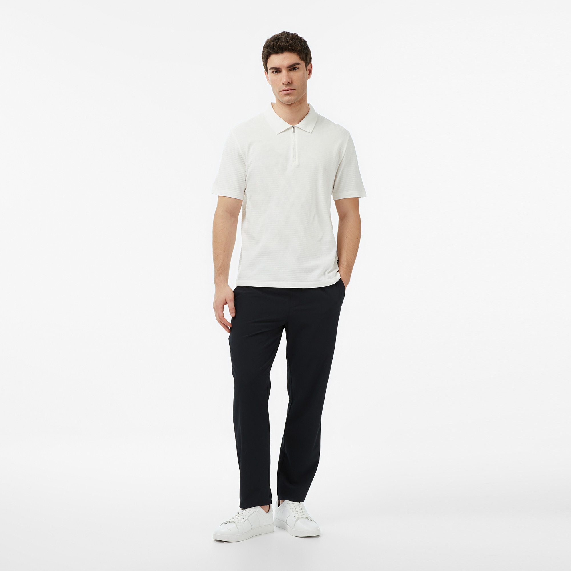 Nautica Erkek Krem Regular Fit Çizgili Polo Yaka T-Shirt