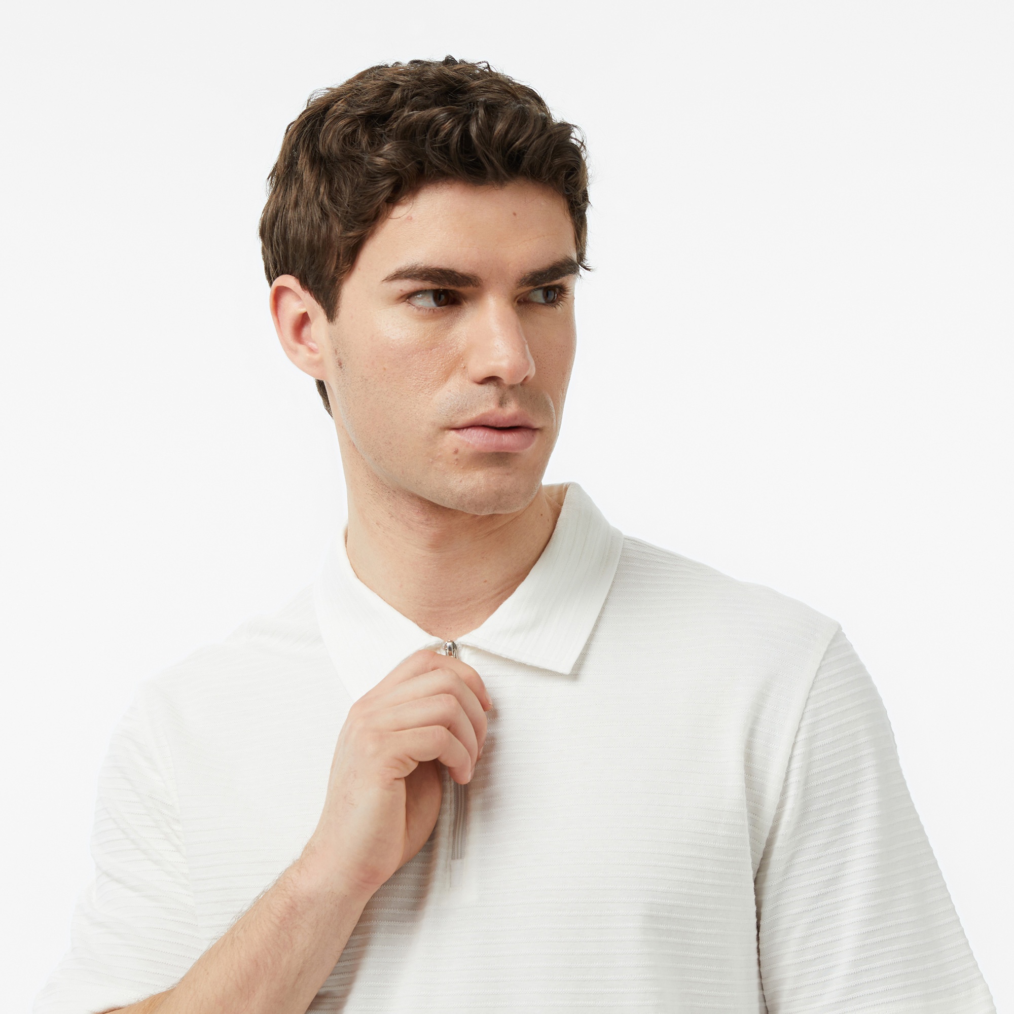 Nautica Erkek Krem Regular Fit Çizgili Polo Yaka T-Shirt
