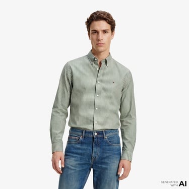  Tommy Hilfiger Core Essentials Erkek Yeşil Gömlek