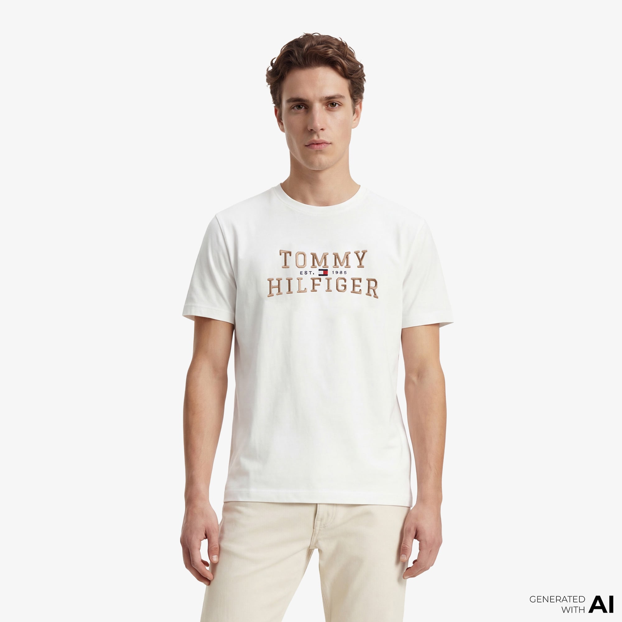  Tommy Hilfiger Brand Love Graphic Erkek Beyaz T-Shirt