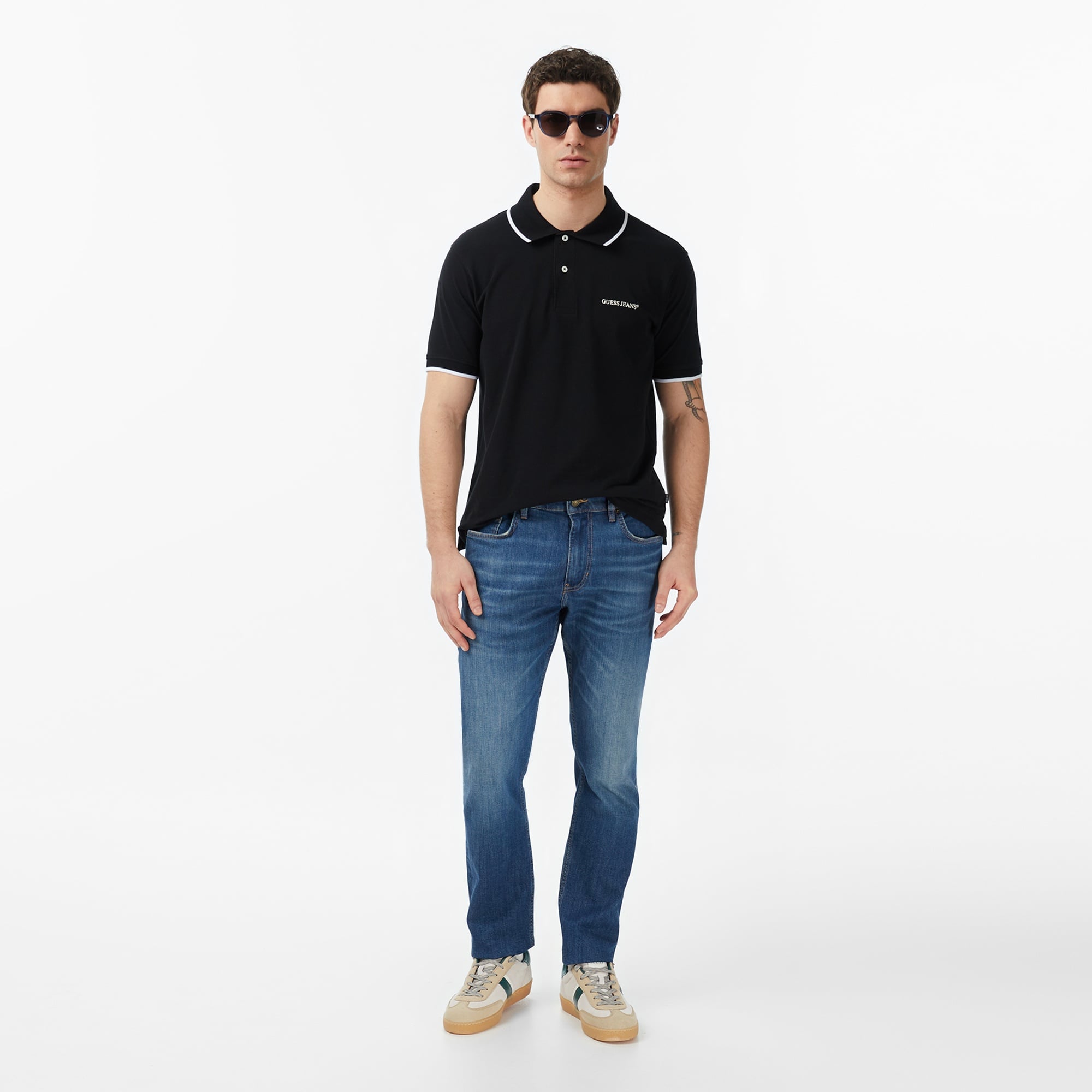 Guess Jeans Embro Regular Fit Erkek Siyah Polo