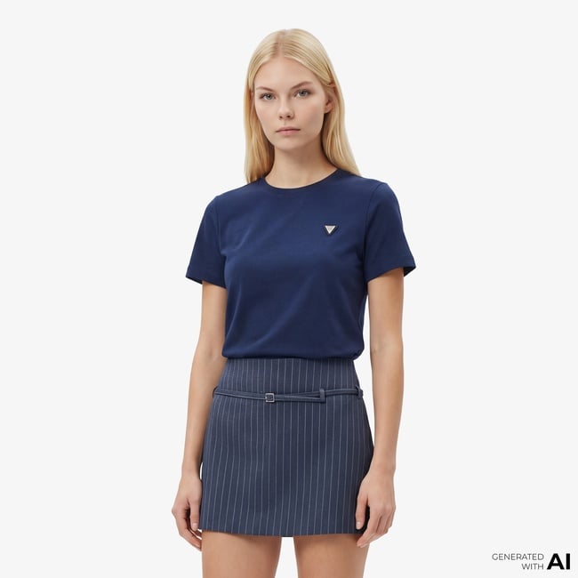  Guess Sonia Aktif Modal Karışımlı Slim Fit Kadın Mavi T-Shirt