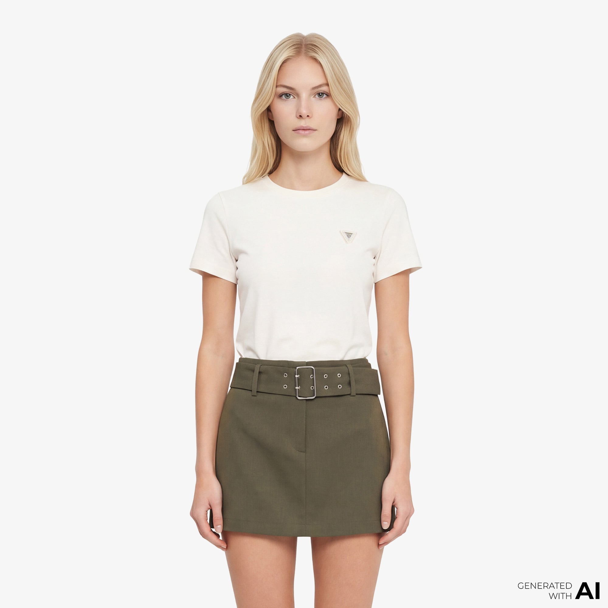  Guess Sonia Aktif Modal Karışımlı Slim Fit Kadın Beyaz T-Shirt