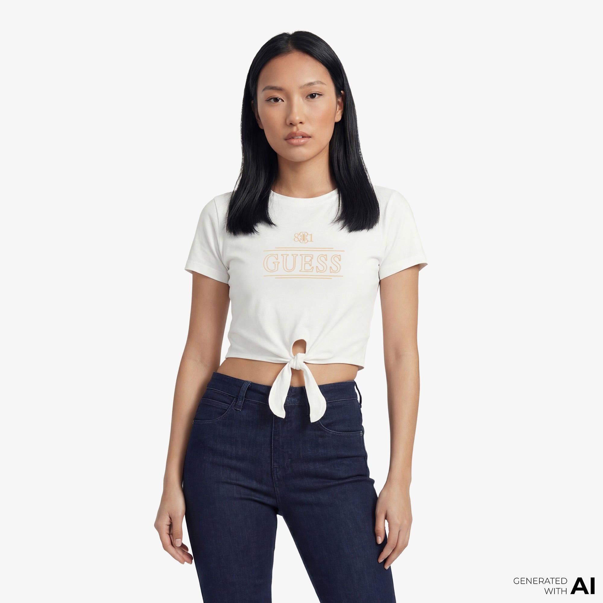 Guess Martina Aktif Boxy Fit Kadın Beyaz T-Shirt