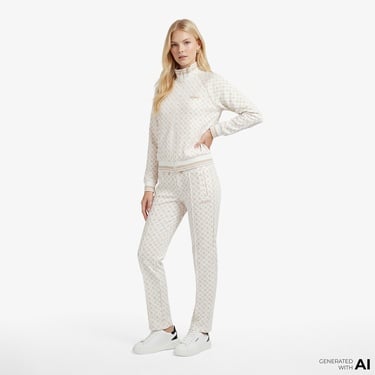  Guess Aggie Aktif Scuba Kadın Krem Sweatshirt