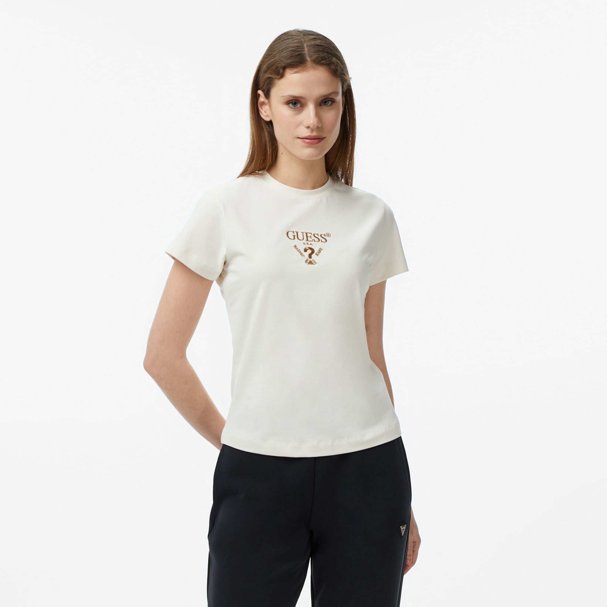 Guess Colette Aktif Slim Fit Kadın Beyaz T-Shirt