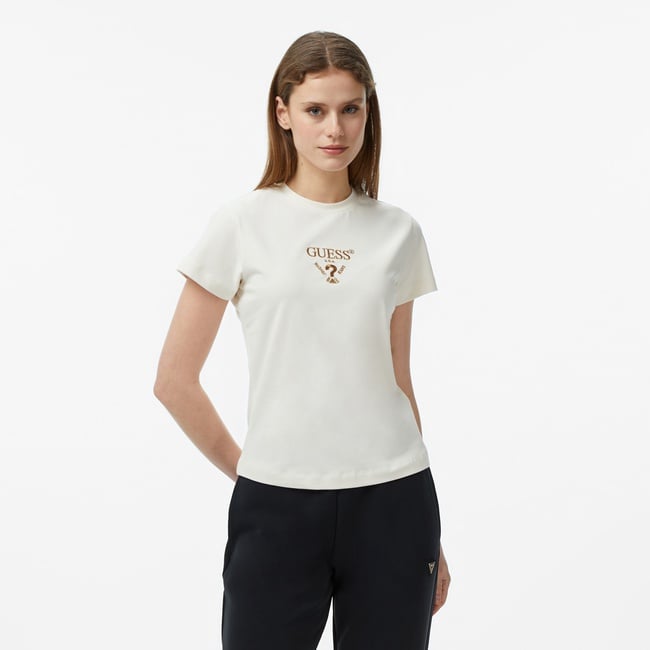  Guess Colette Aktif Slim Fit Kadın Beyaz T-Shirt