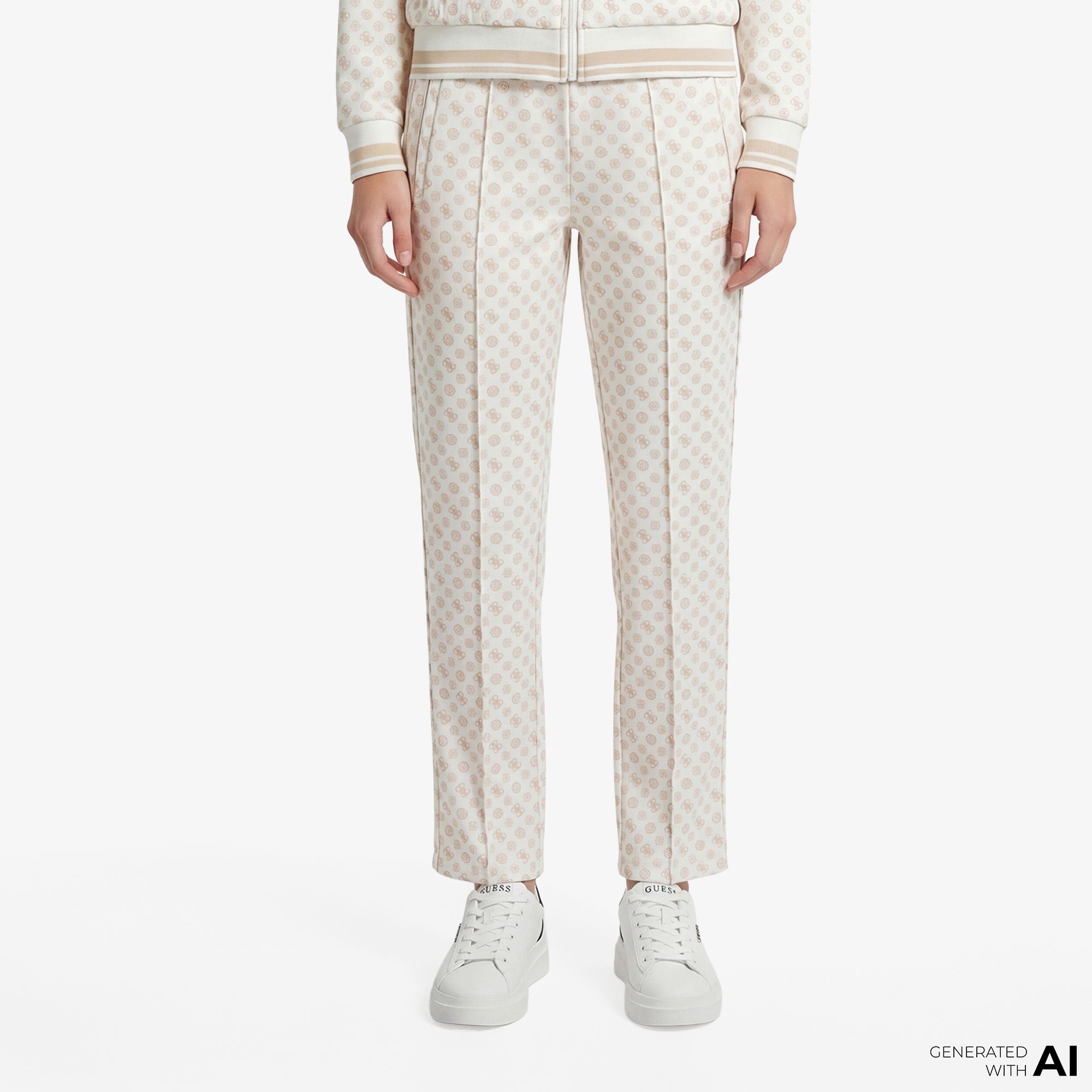 Guess Aggie Aktif Scuba Kadın Krem Eşofman Altı