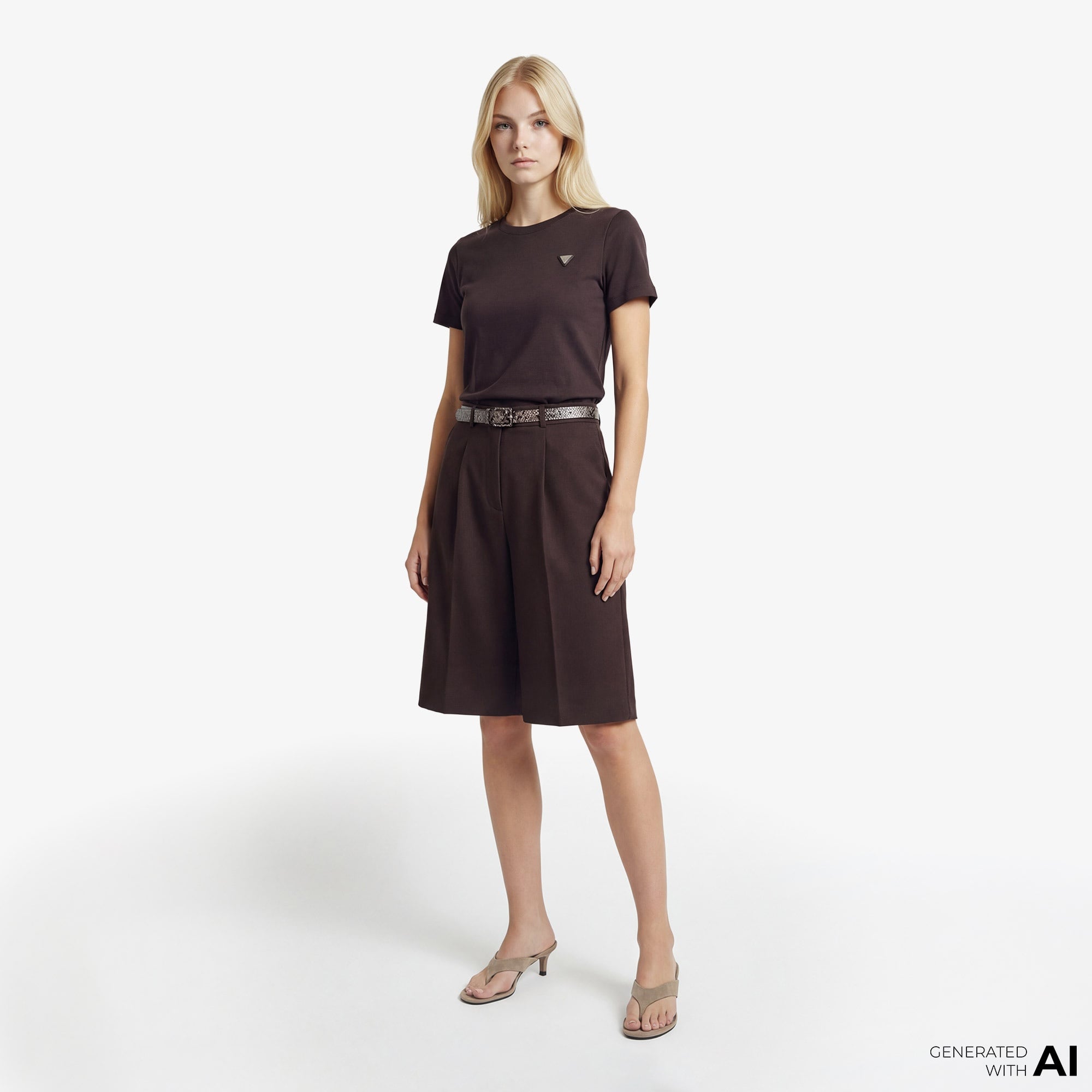 Guess Sonia Aktif Modal Karışımlı Slim Fit Kadın Kahverengi T-Shirt