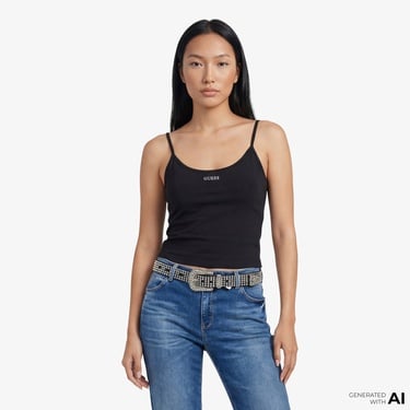  Guess Margot Aktif Kadın Siyah T-Shirt