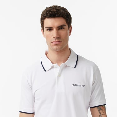  Guess Jeans Embro Regular Fit Erkek Beyaz Polo
