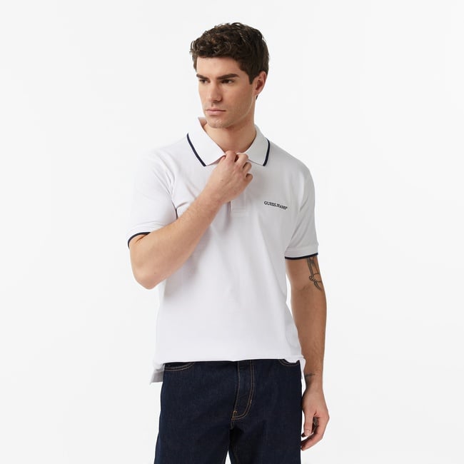  Guess Jeans Embro Regular Fit Erkek Beyaz Polo