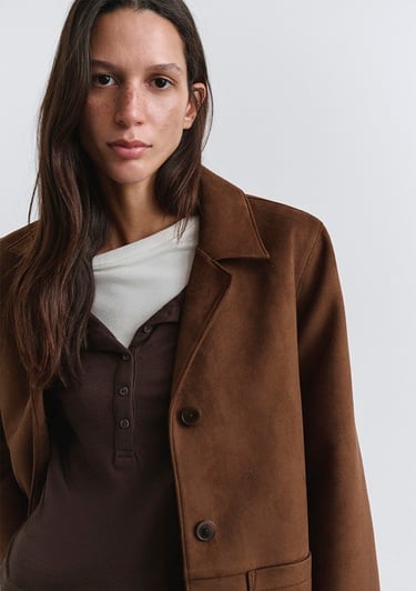  Mavi Suni Süet Kahverengi Blazer 1110831-87736