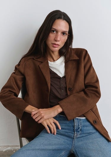  Mavi Suni Süet Kahverengi Blazer 1110831-87736