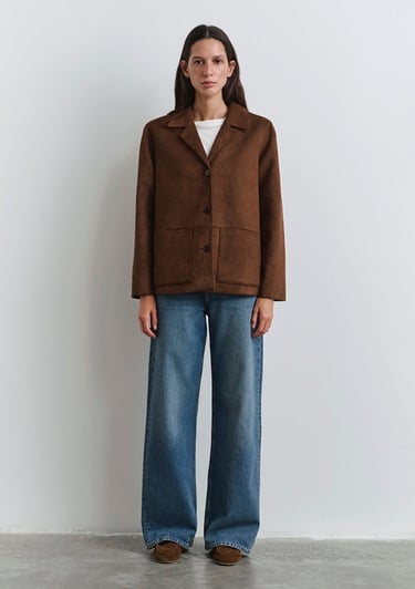  Mavi Suni Süet Kahverengi Blazer 1110831-87736