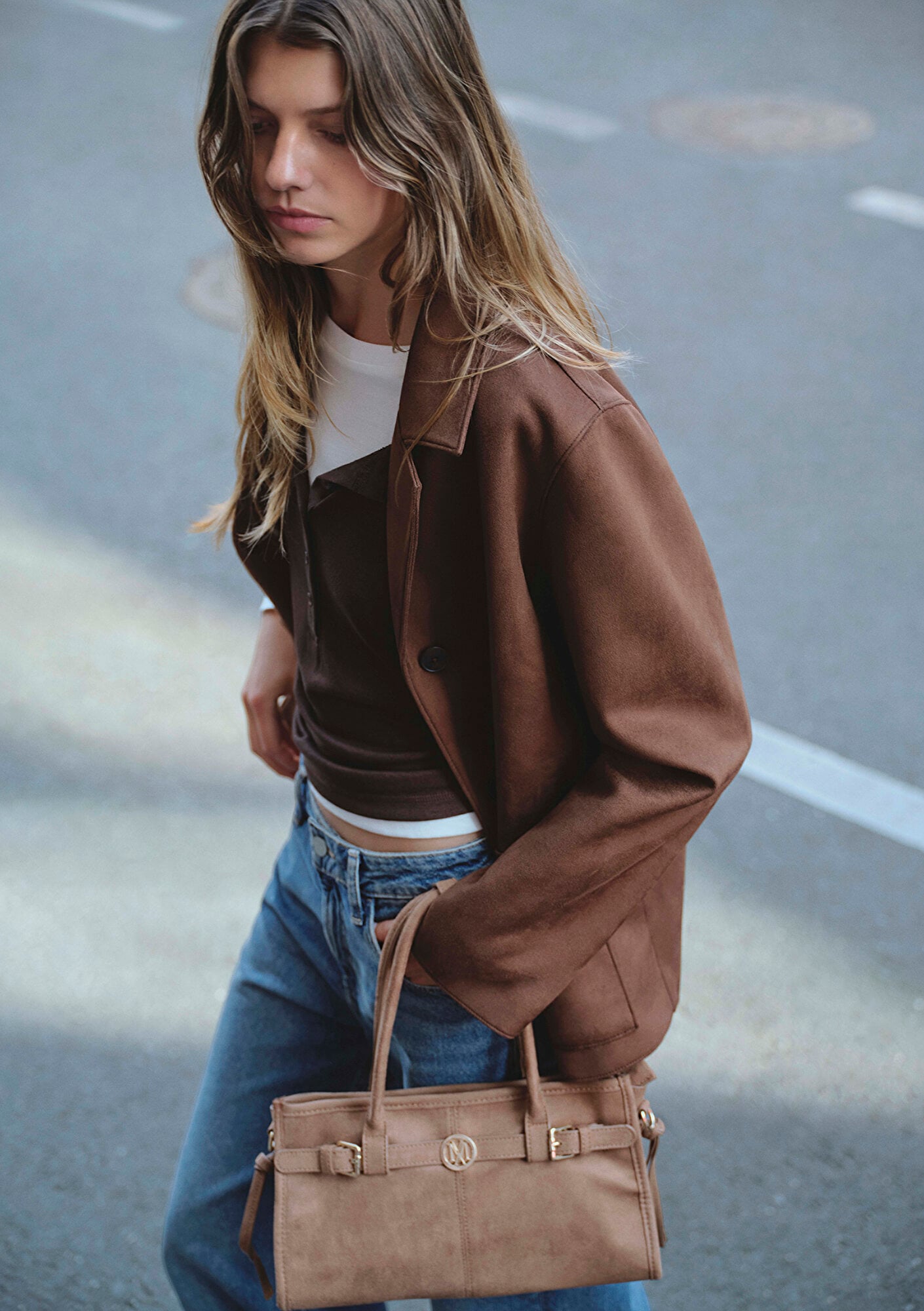  Mavi Suni Süet Kahverengi Blazer 1110831-87736