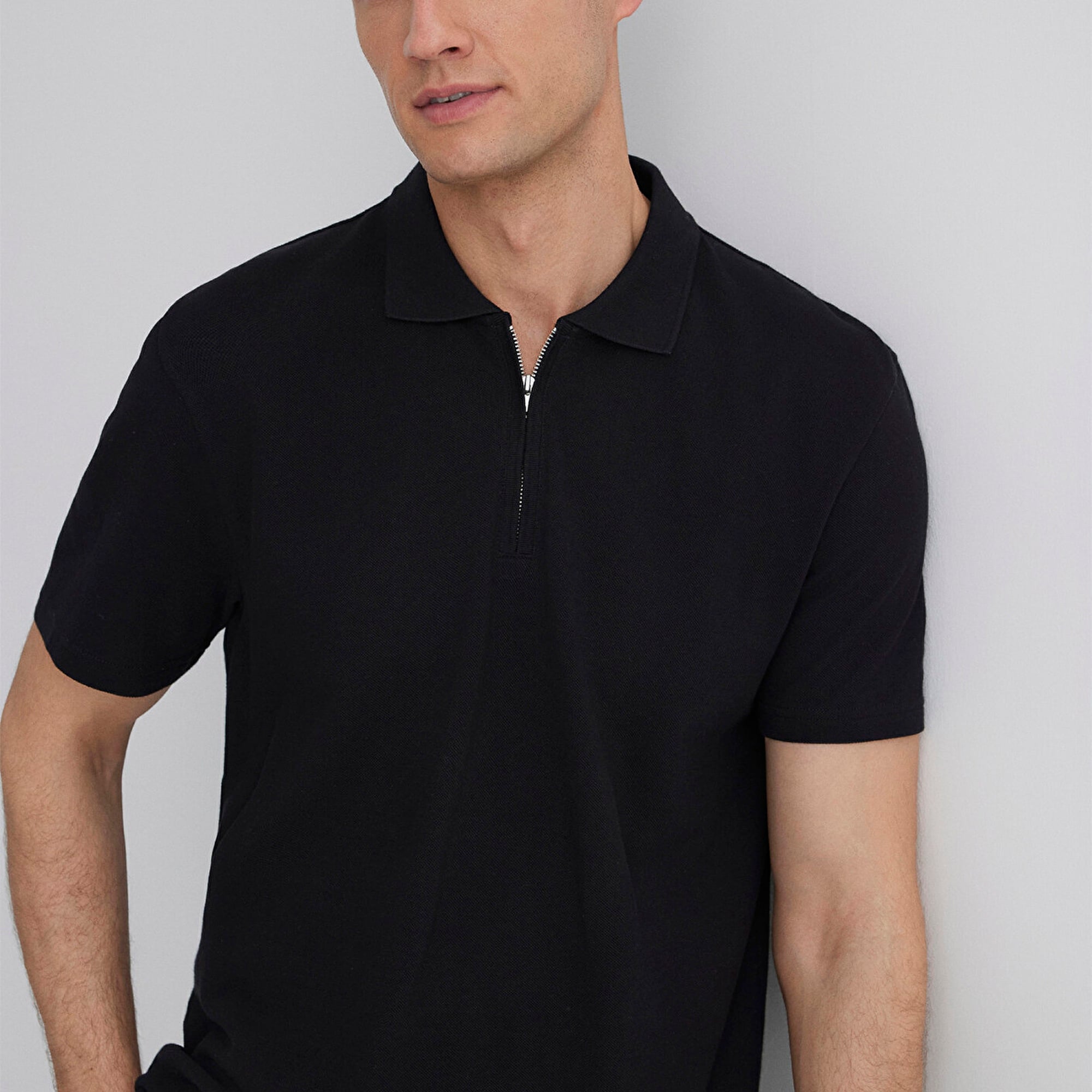 Mavi Yarı Fermuarlı Siyah Polo Tişört Regular Fit / Normal Kesim 0612525-900