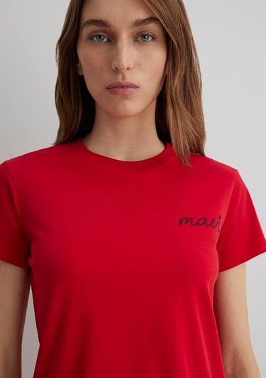  Mavi Mavi Logo Baskılı Kırmızı Tişört Semi Slim Fit / Yarı Dar Kesim 1612962-82054