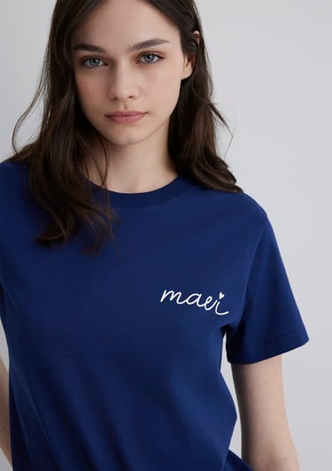  Mavi Mavi Logo Baskılı Mavi Tişört Semi Slim Fit / Yarı Dar Kesim 1612962-70722