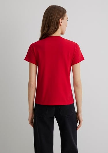  Mavi Mavi Logo Baskılı Kırmızı Tişört Semi Slim Fit / Yarı Dar Kesim 1612962-82054