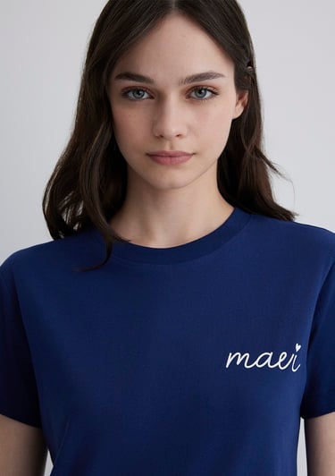  Mavi Mavi Logo Baskılı Mavi Tişört Semi Slim Fit / Yarı Dar Kesim 1612962-70722