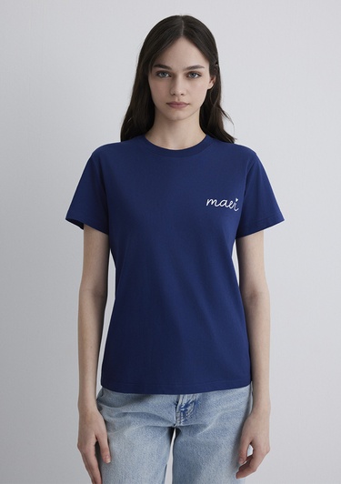  Mavi Mavi Logo Baskılı Mavi Tişört Semi Slim Fit / Yarı Dar Kesim 1612962-70722