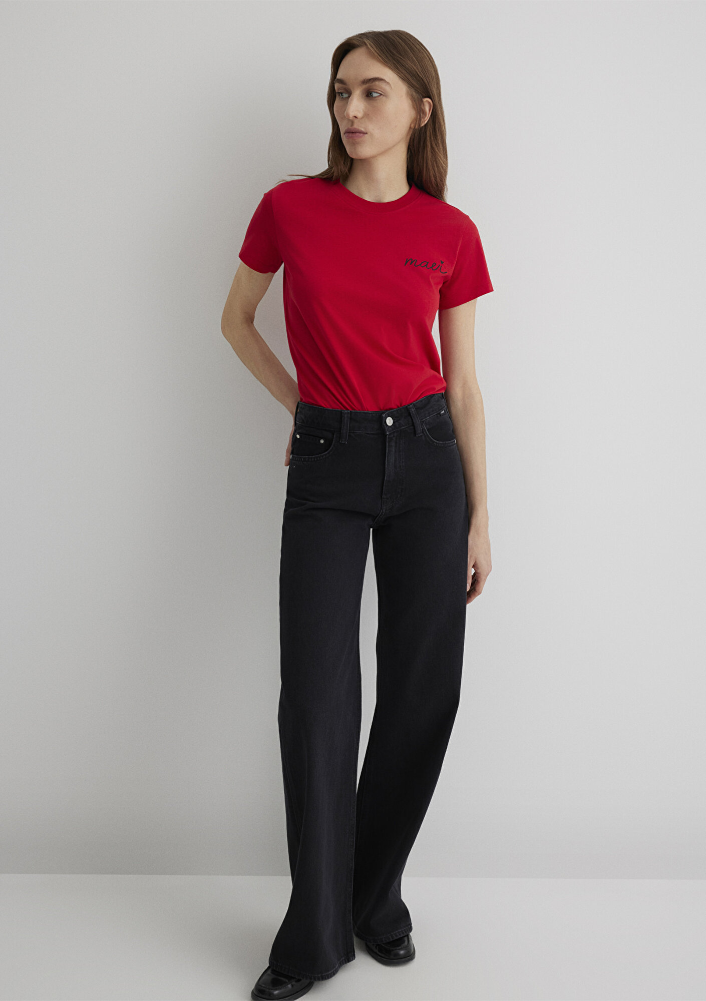 Mavi Mavi Logo Baskılı Kırmızı Tişört Semi Slim Fit / Yarı Dar Kesim 1612962-82054