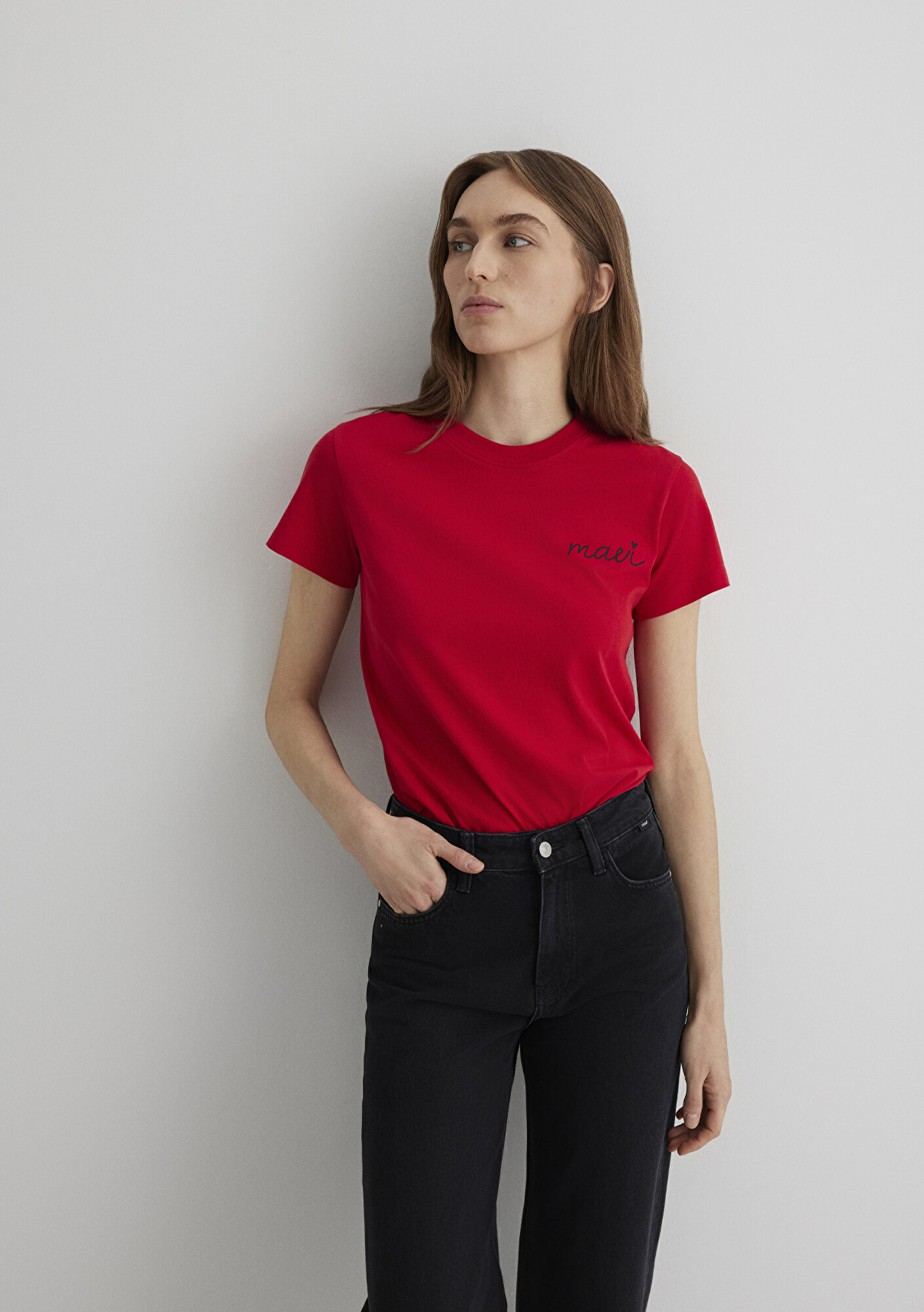 Mavi Mavi Logo Baskılı Kırmızı Tişört Semi Slim Fit / Yarı Dar Kesim 1612962-82054