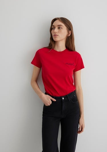  Mavi Mavi Logo Baskılı Kırmızı Tişört Semi Slim Fit / Yarı Dar Kesim 1612962-82054