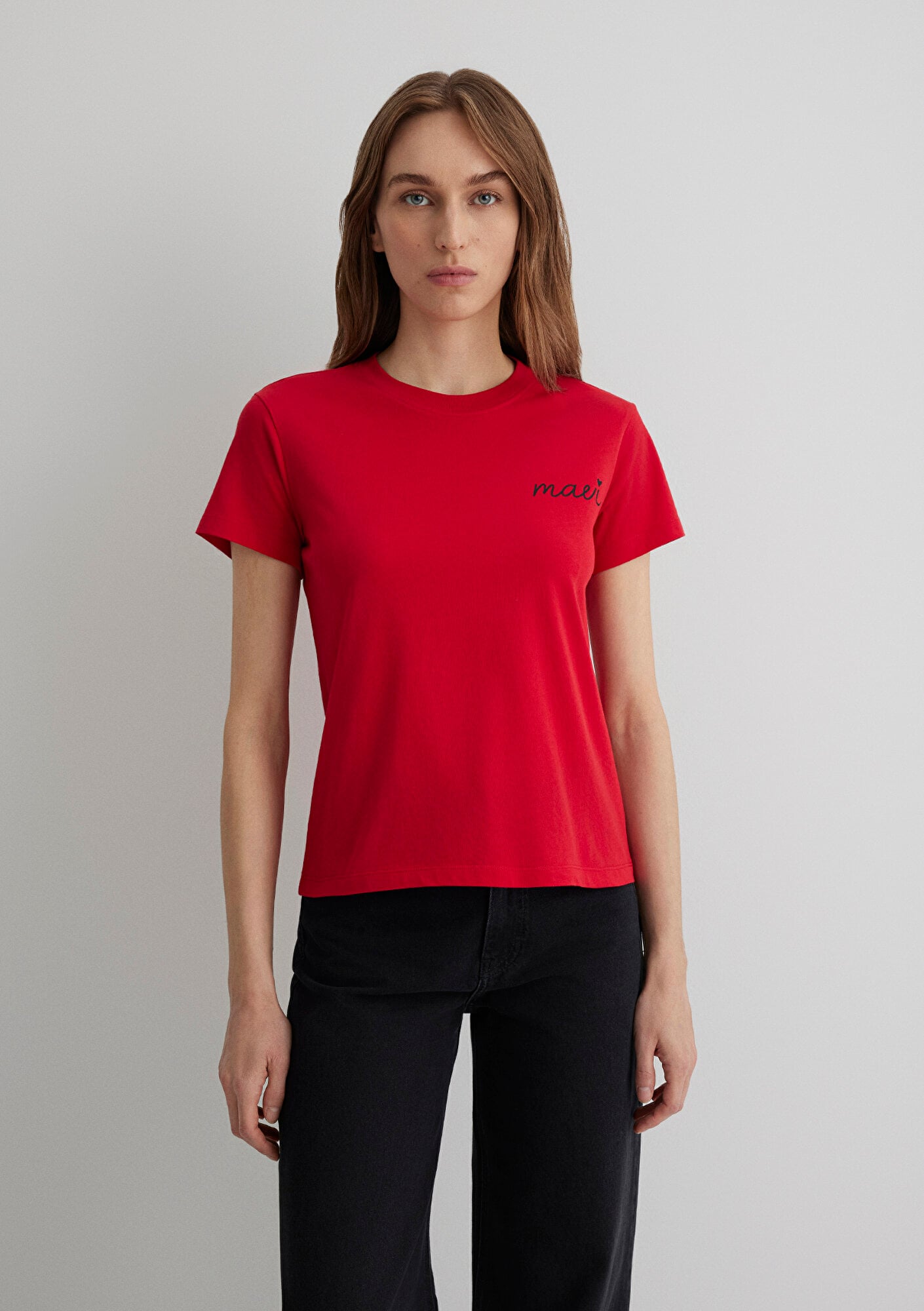 Mavi Mavi Logo Baskılı Kırmızı Tişört Semi Slim Fit / Yarı Dar Kesim 1612962-82054